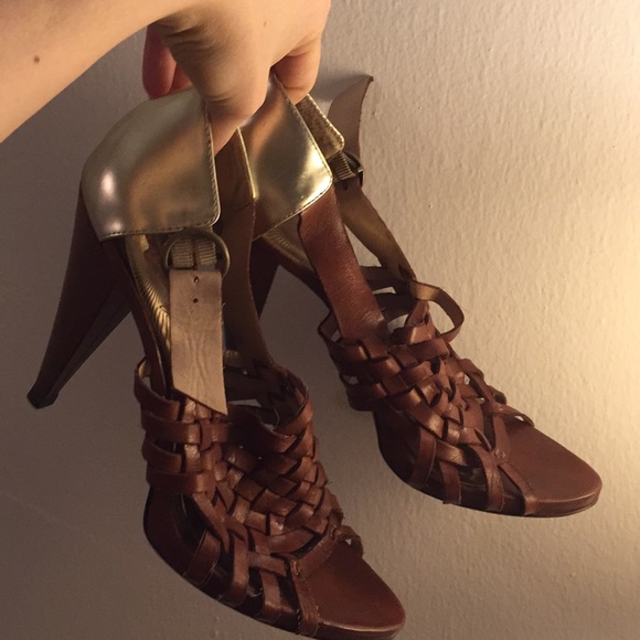Miss Sixty Brown and Gold Heels - Picture 1 of 8